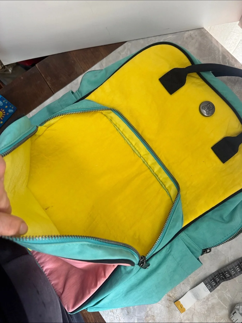 Teddy Fresh Colorblock Canvas Backpack in Pink, Yellow & Teal